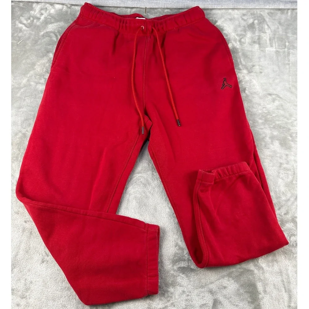 Jordan Sweatpants Mens Large Red Jumpman Fleece Joggers EUC
